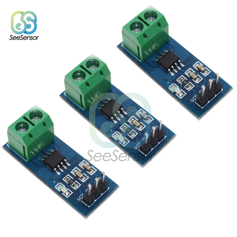 ACS712 5A 20A 30A Range Hall Current Sensor Module Board ACS712ELC-20A Pin 5V Power Indicator Board DIY Electronic Kits
ACS712 5A 20A 30A Range Hall Current Sensor Module Board ACS712ELC-20A Pin 5V Power Indicator Board DIY Electronic Kits