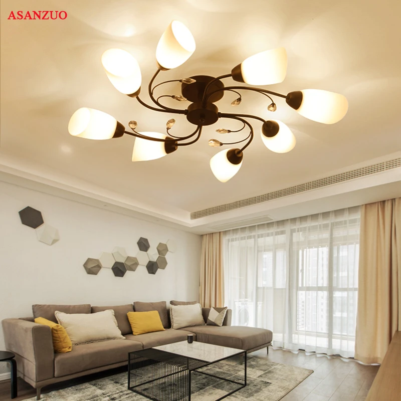 White Glass Shade Flower Crystal Ceiling Lights lamp Fixture E27 Bulb Black Iron Ceiling lamp Modern Living Room Bedroom light
White Glass Shade Flower Crystal Ceiling Lights lamp Fixture E27 Bulb Black Iron Ceiling lamp Modern Living Room Bedroom light