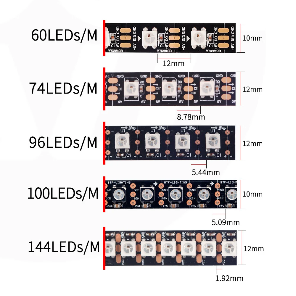 Wholesale WS2812B RGB Led Pixel Strip Light 1m/4m/5m 30/60/74/96/144 pixels/leds/m Individually Addressable IP30/65/67 DC5V
Wholesale WS2812B RGB Led Pixel Strip Light 1m/4m/5m 30/60/74/96/144 pixels/leds/m Individually Addressable IP30/65/67 DC5V