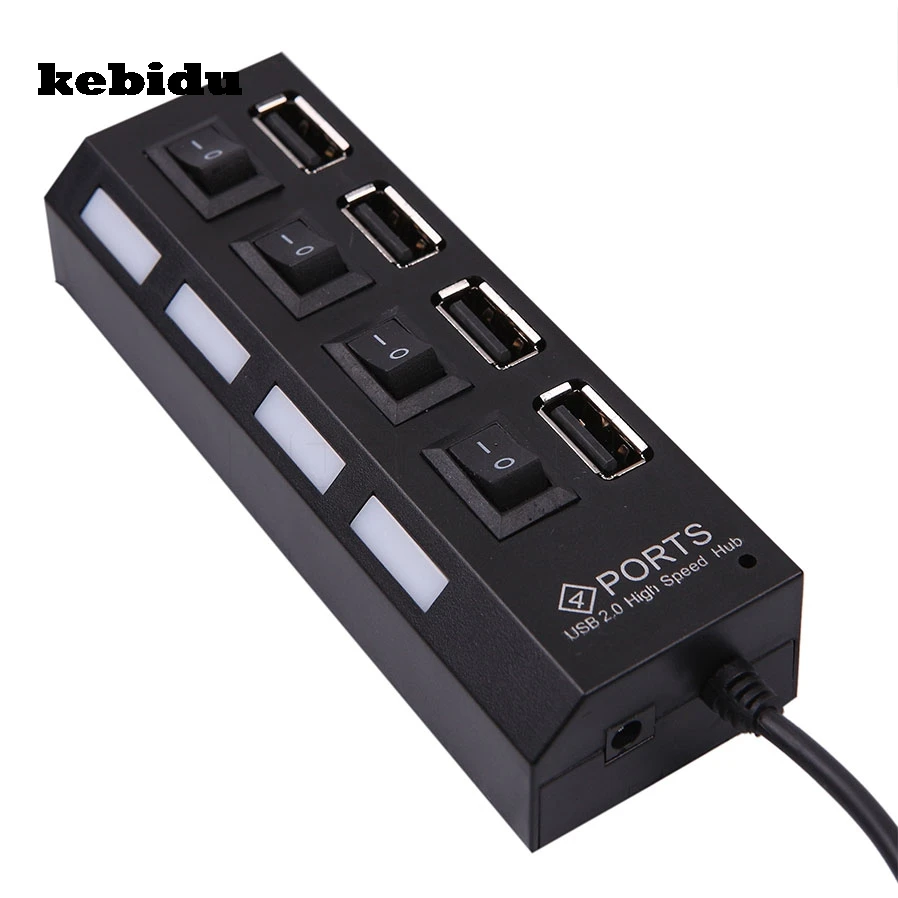 Kebidu LED высокоскоростной 4 порта USB 2 0 концентратор разветвитель внешний мульти с