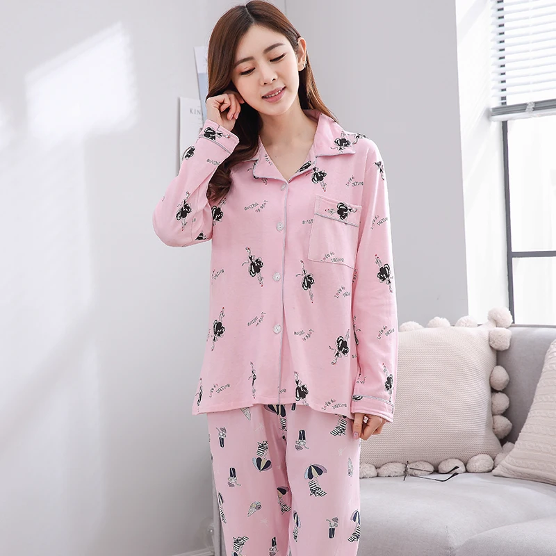Autumn Pyjamas Women Knitted Cotton Pijama Mujer Long Sleeve Turn-down Collar Pajamas Set Plus Size Casual Soft Loose Nightwear
Autumn Pyjamas Women Knitted Cotton Pijama Mujer Long Sleeve Turn-down Collar Pajamas Set Plus Size Casual Soft Loose Nightwear