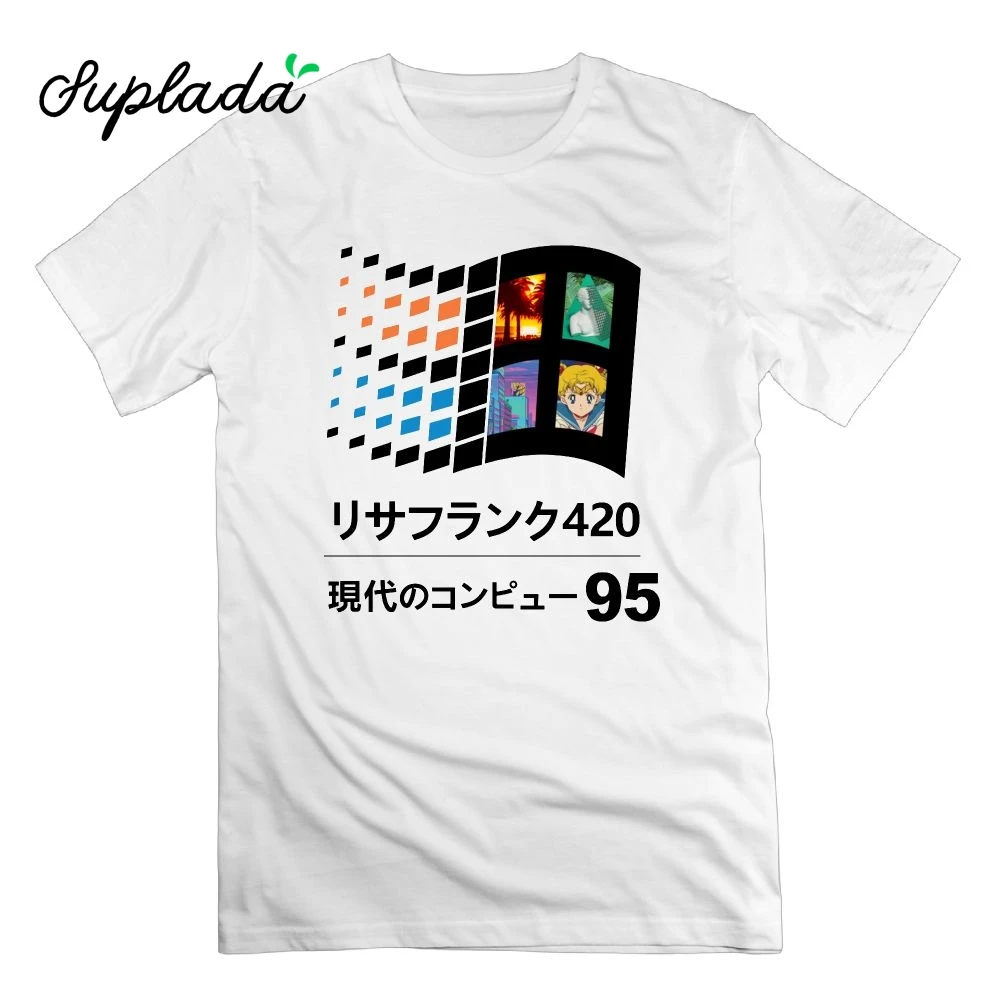 Suplada Vaporwave 95 т круглым вырезом Hipster футболки человек Новинка 100% хлопковый топ с
