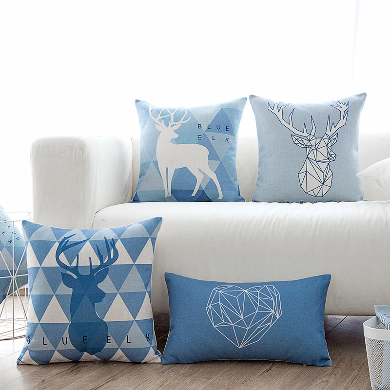 Decorative cushion cover/Ins Nordic Blues Elk Geometry cotton pillow/Wholesale and retail cushions/Marine style waist
Decorative cushion cover/Ins Nordic Blues Elk Geometry cotton pillow/Wholesale and retail cushions/Marine style waist
