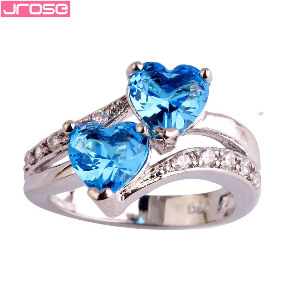 JROSE Wholesale Heart Shape Natural Blue White Cubic Zirconia Silver Color Ring Size 6 7 8 9 10 11 12 Anniversary Wedding Ring
JROSE Wholesale Heart Shape Natural Blue White Cubic Zirconia Silver Color Ring Size 6 7 8 9 10 11 12 Anniversary Wedding Ring