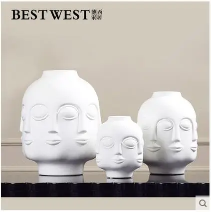 white Nordic ceramic creative Art human face vase pot home decor crafts room decoration object porcelain fashion flowers vase
white Nordic ceramic creative Art human face vase pot home decor crafts room decoration object porcelain fashion flowers vase