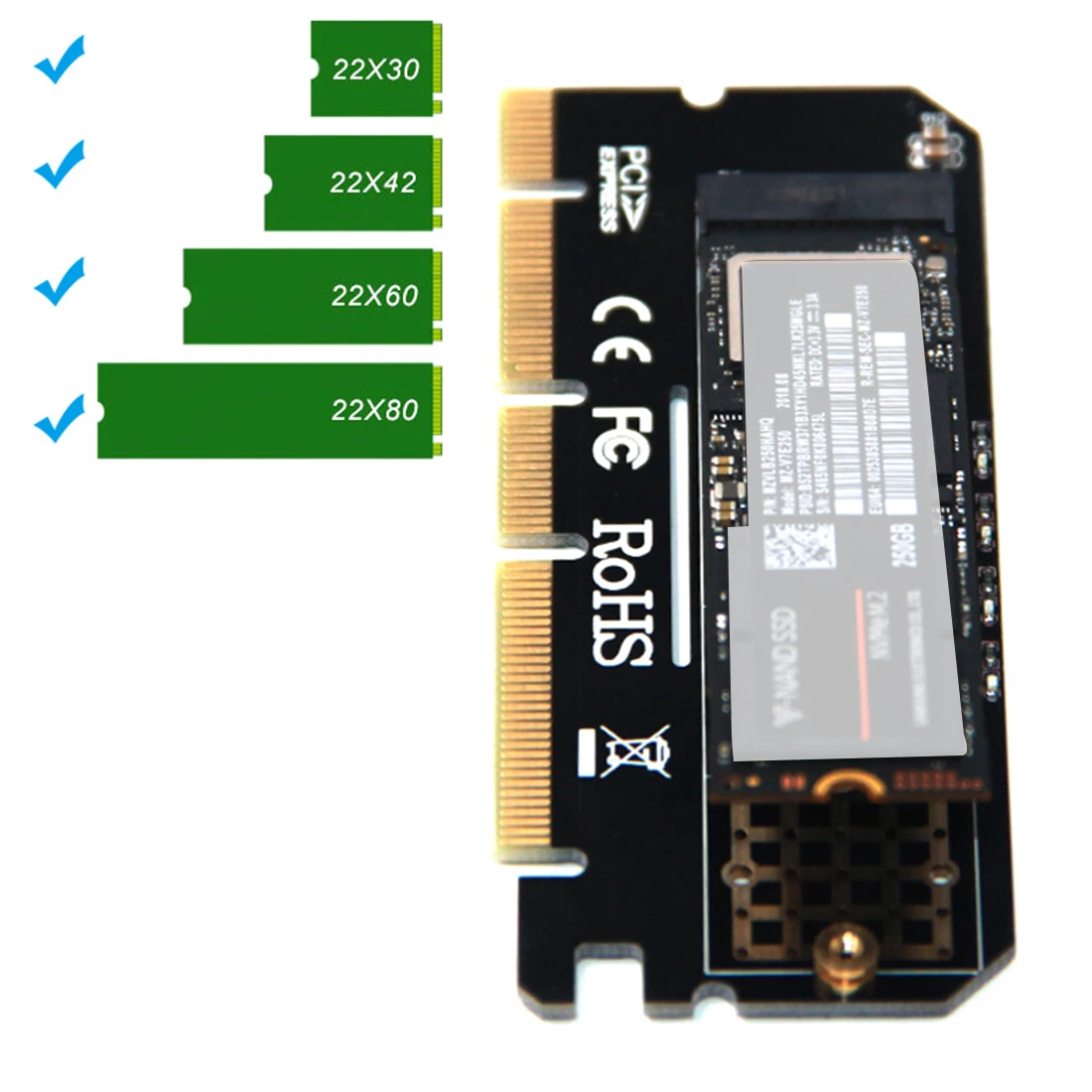 Адаптер M.2 SSD на PCIE 3,0 X16 со светодиодной M-ключом, интерфейсная плата Suppor PCI Express 3,0x4 для NVMe 2230-2280, размер m.2 SSD
Адаптер M.2 SSD на PCIE 3,0 X16 со светодиодной M-ключом, интерфейсная плата Suppor PCI Express 3,0x4 для NVMe 2230-2280, размер m.2 SSD
