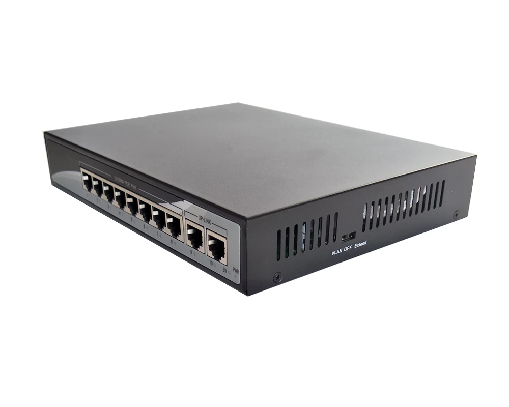 Full fast Ethernet 8CH POE коммутатор 10/100M 250m на большие расстояния 150W DC 2 LAN RJ45 Uplink порты|port