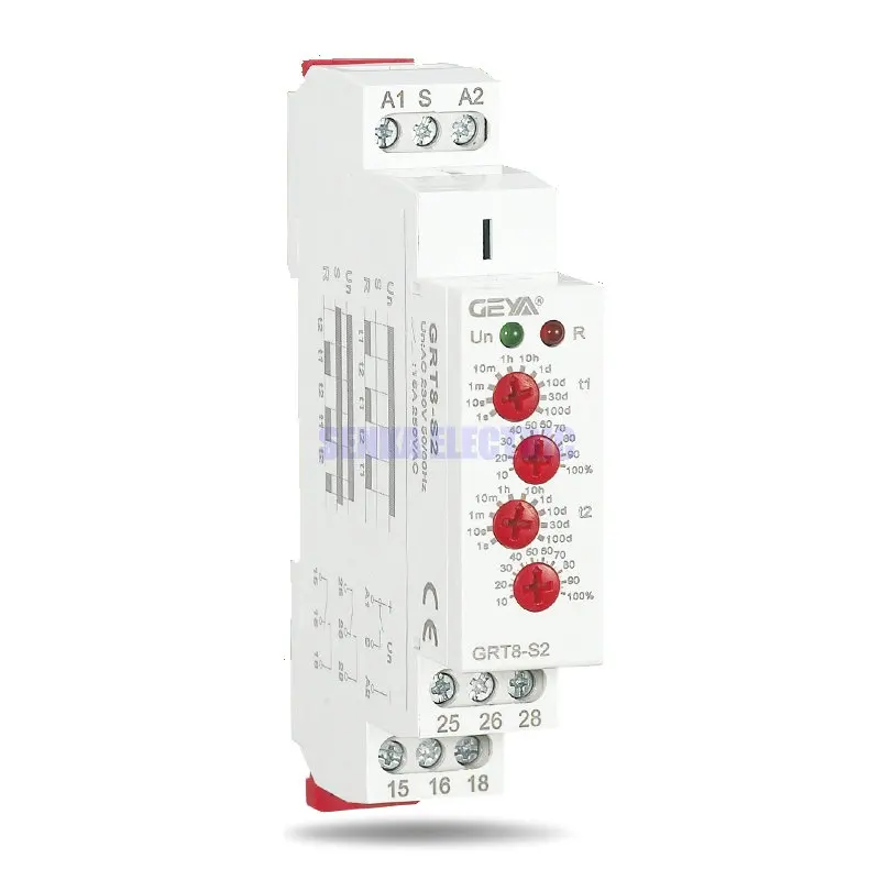 

GRT8-S 4 Knobs Adjustable AC220V 16A AC/DC12V-240V Repeat Relay SPDT Timer Electric Protective Asymmetric Cycle Time Relay