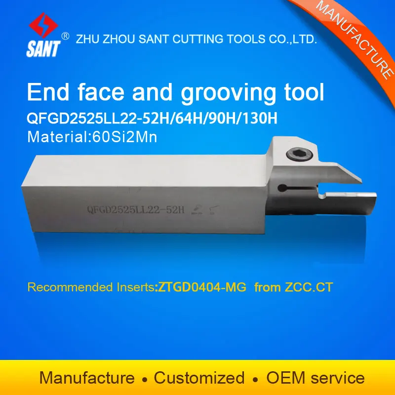 Zhuzhou Sant cnc cutting tools Surface Grooving tool holder QFGD2525LL22-52H with inserts ZTGD0404-MG with good quality
Zhuzhou Sant cnc cutting tools Surface Grooving tool holder QFGD2525LL22-52H with inserts ZTGD0404-MG with good quality
