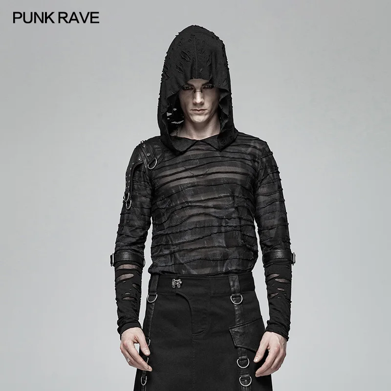 Punk Rave Black Gothic Fashion Steampunk Rock Hoodie Transparent Men's T-shirt WT559
Punk Rave Black Gothic Fashion Steampunk Rock Hoodie Transparent Men's T-shirt WT559