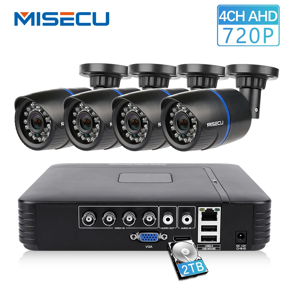 MISECU 4CH 720 P AHD DVR CCTV система 1.0MP 1200TVL ИК ночного видения комнатная наружная камера