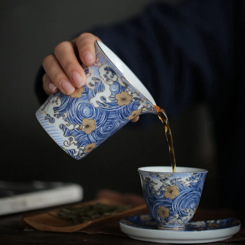 

PINNY "STARRY NIGHT"Color Enamel Cha Hai 200ml Ceramic Fair Cups Hand Made Chinese Kung Fu Tea Accessories Handpainted Tea Set