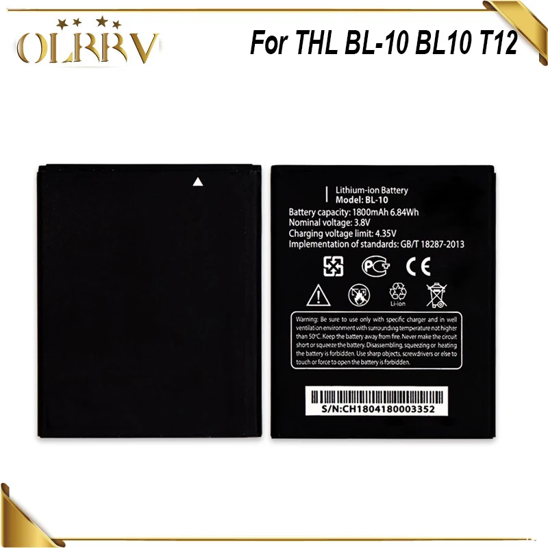 OLRRV 1800mAh For THL BL-10 BL10 T12 Battery for THL BL-10 High Quality mobile phone Battery
OLRRV 1800mAh For THL BL-10 BL10 T12 Battery for THL BL-10 High Quality mobile phone Battery