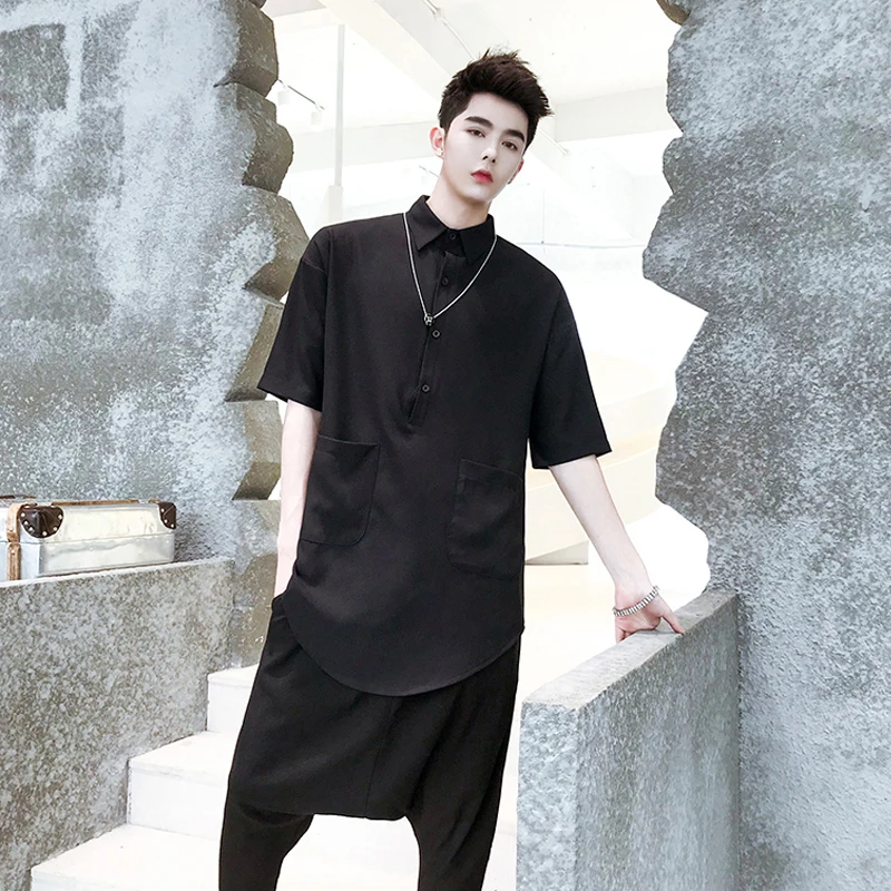 Summer Mens Black Half Sleeve Shirts Long Casual Blouse Solid Hairstylist Tops Fashion Boys
Summer Mens Black Half Sleeve Shirts Long Casual Blouse Solid Hairstylist Tops Fashion Boys