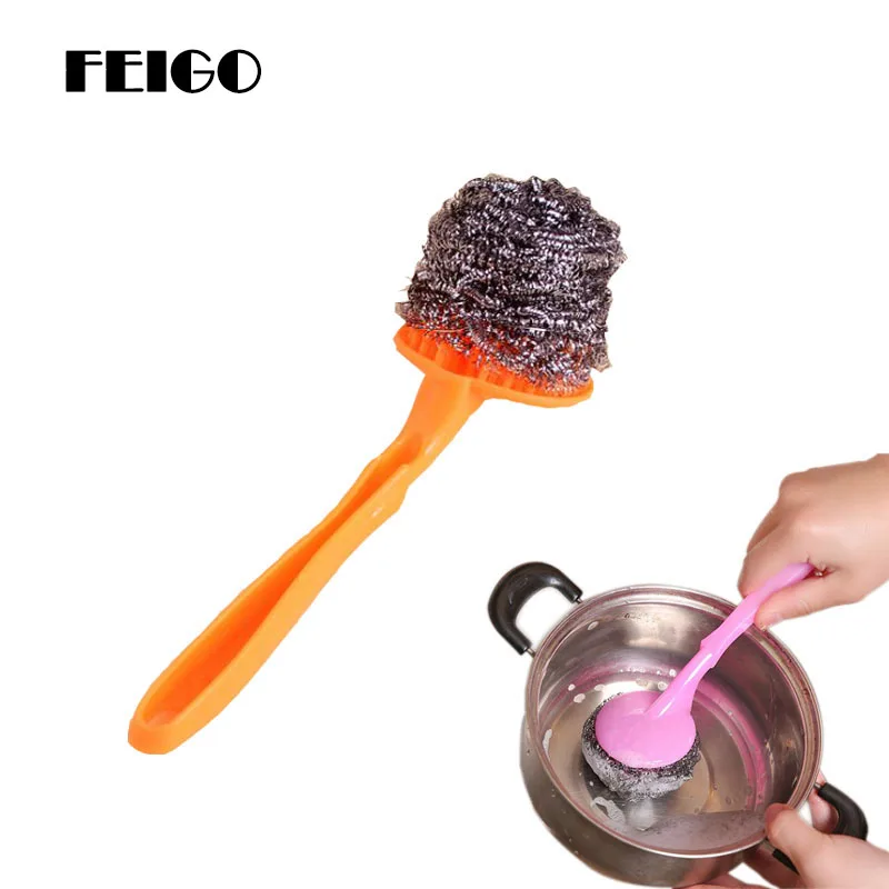 FEIGO Stainless Steel Kitchen Long Handle Cleaning Steel Wire Ball Brush Clean Pot Brush Can Hanging Type Cleaning Tools F1149
FEIGO Stainless Steel Kitchen Long Handle Cleaning Steel Wire Ball Brush Clean Pot Brush Can Hanging Type Cleaning Tools F1149
