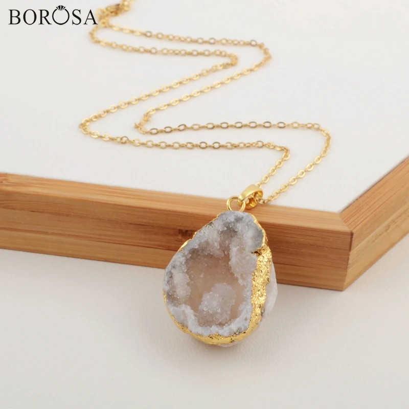 BOROSA Design Necklace Freeform Cave Shape Large Natural Crystal Drusy Necklace Femme Jewelry CL096
BOROSA Design Necklace Freeform Cave Shape Large Natural Crystal Drusy Necklace Femme Jewelry CL096