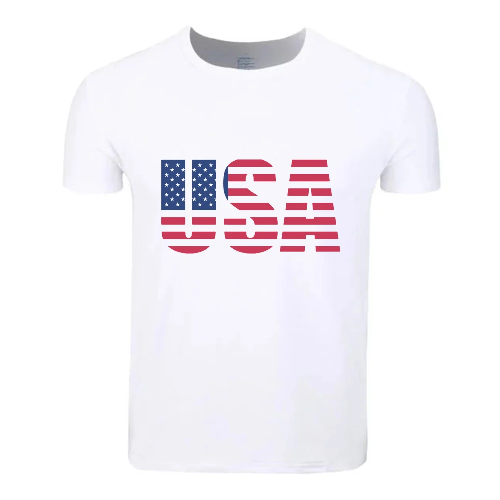 Хлопковая футболка с американским флагом для студентов летняя повседневная на