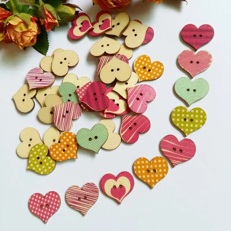DIY Randomly Mixed 100PCs Love Heart Shape Wood Buttons 2-Holes For Craft DIY Flower Pattern Sewing Accessories
DIY Randomly Mixed 100PCs Love Heart Shape Wood Buttons 2-Holes For Craft DIY Flower Pattern Sewing Accessories