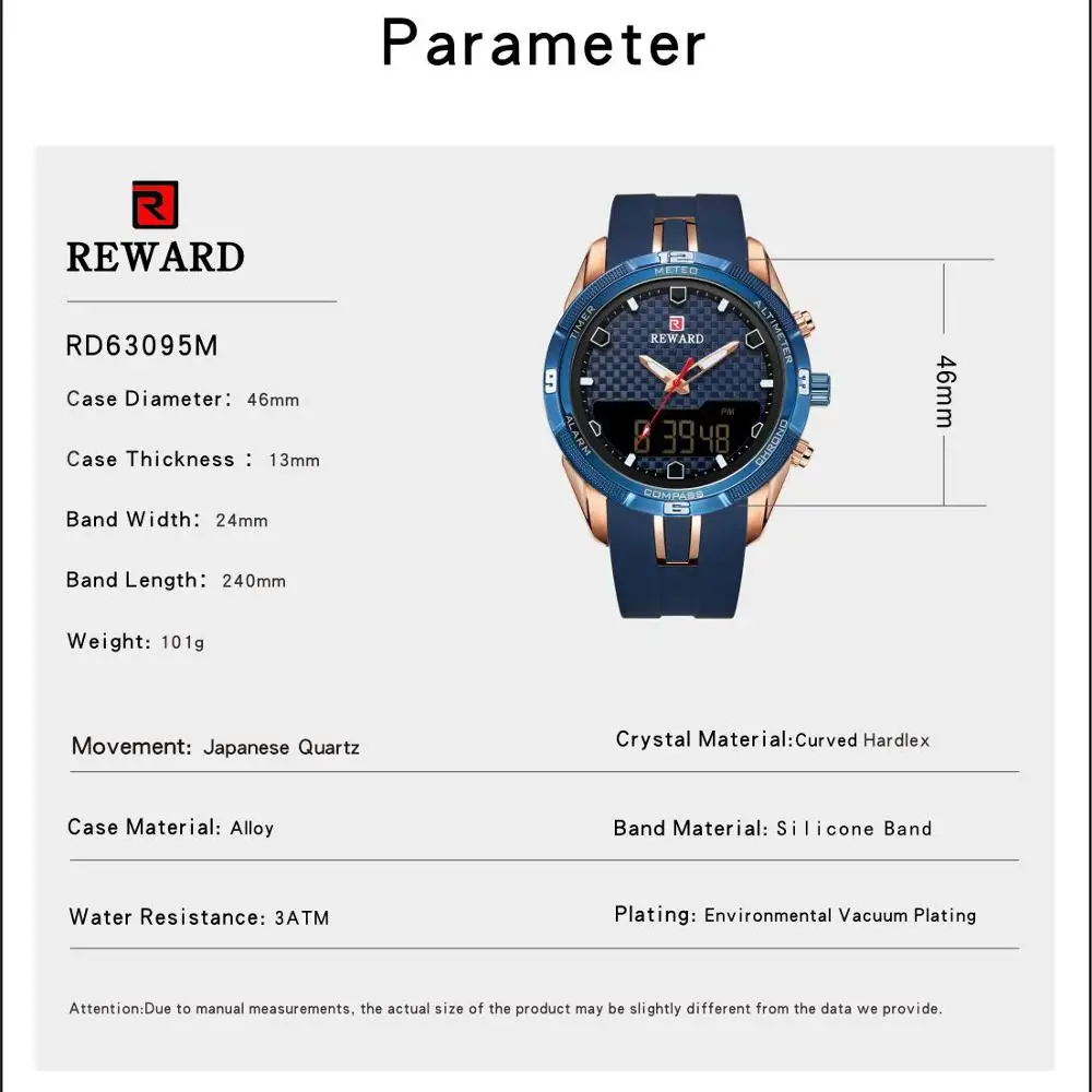 REWARD Luxury Brand Mens Wristwatch Quartz LED Sport Watches Men Waterproof Silicone 24hours Military Watch Wrist Male Clock
REWARD Luxury Brand Mens Wristwatch Quartz LED Sport Watches Men Waterproof Silicone 24hours Military Watch Wrist Male Clock