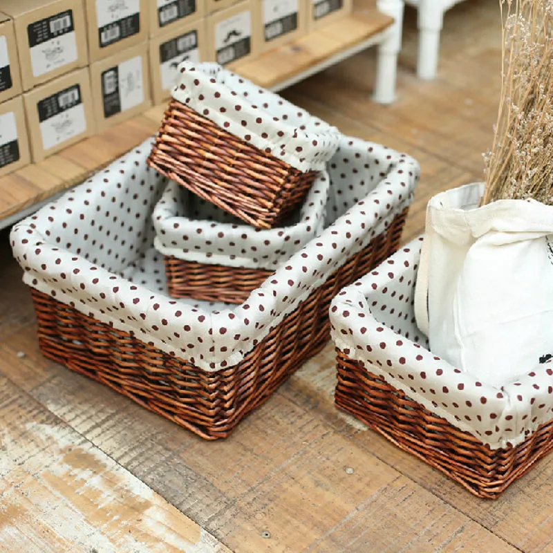 Handmade Wicker Laundry Basket Storage Clothes Books Cosmetics Portable storage Basket lined with Spotted Fabric Household Goods
Handmade Wicker Laundry Basket Storage Clothes Books Cosmetics Portable storage Basket lined with Spotted Fabric Household Goods