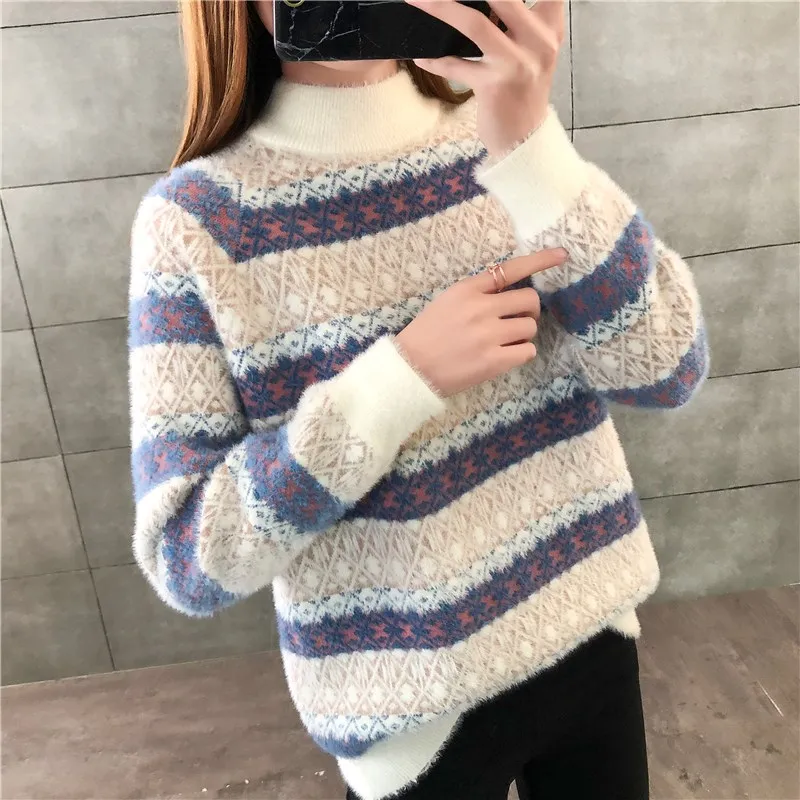 Women's Autumn Winter New Korean Version Loose Half-high Collar Pullover Lazy Wind Thickening Imitation Water Velvet SweaterAA32
Women's Autumn Winter New Korean Version Loose Half-high Collar Pullover Lazy Wind Thickening Imitation Water Velvet SweaterAA32