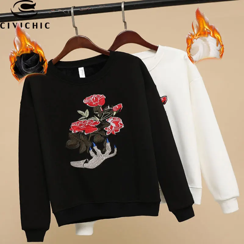CIVICHIC Hot Trendy Women Ghost Hand Rose Embroidery T-shirt Hipster Leisure Loose Tops Wear O Neck Cotton Pullover Tees WLT10
CIVICHIC Hot Trendy Women Ghost Hand Rose Embroidery T-shirt Hipster Leisure Loose Tops Wear O Neck Cotton Pullover Tees WLT10