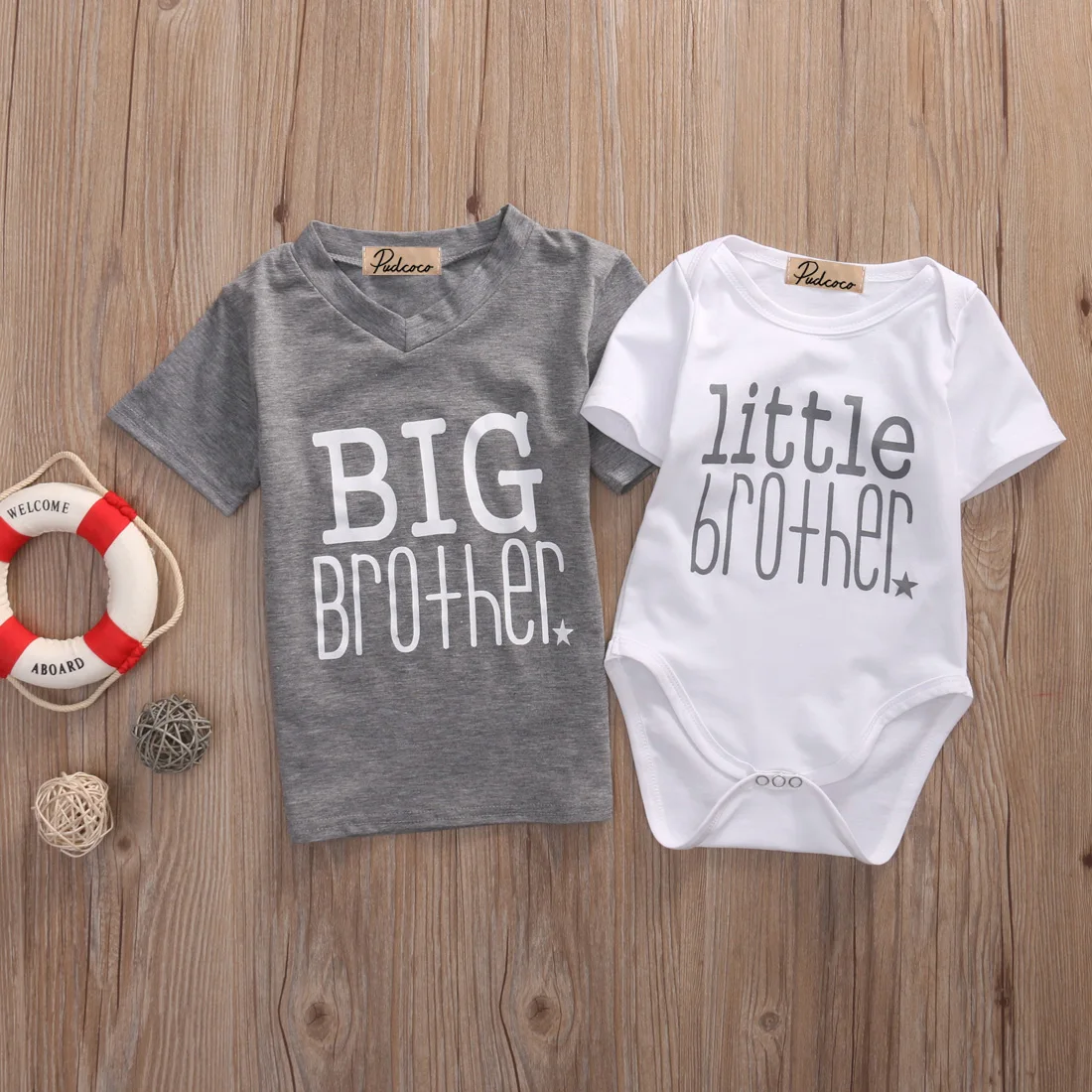 Cute Brothers Clothes Little Brother Baby Boy Romper Big T-shirt Tee Tops Matching Outfit Brotherhood Symbolic |