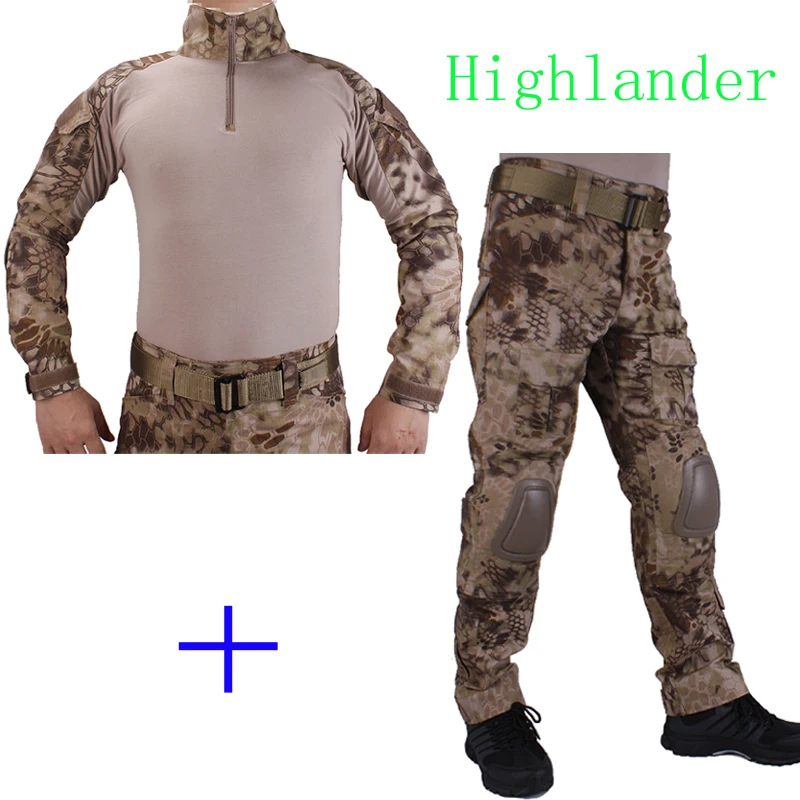 Охотничий Камуфляж BDU HLD армейская Униформа Рубашка met Broek en Налокотники и