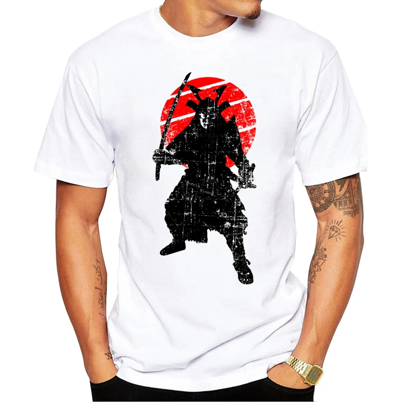 Новинка 2019 Мужская модная футболка с коротким рукавом Japan Samurai Warrior Винтажная