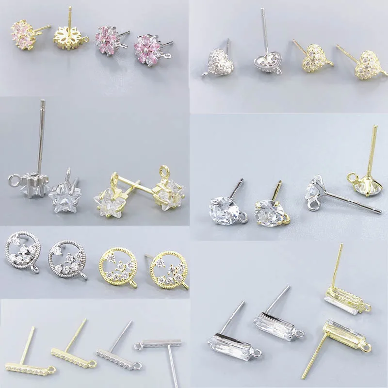 925 Sterling Silver Stud Earrings Rhinestone Earring Post with Ring Accessories For Diy Jewelry Making Fashion Earring Component
925 Sterling Silver Stud Earrings Rhinestone Earring Post with Ring Accessories For Diy Jewelry Making Fashion Earring Component