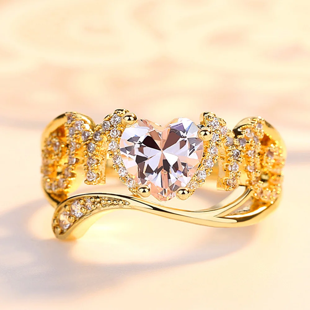Beiver Golden Heart Rings Crystal Zircon Ring Christmas Gift for Women Wedding Jewelry Rings Best Gift Anniversary Gift
Beiver Golden Heart Rings Crystal Zircon Ring Christmas Gift for Women Wedding Jewelry Rings Best Gift Anniversary Gift