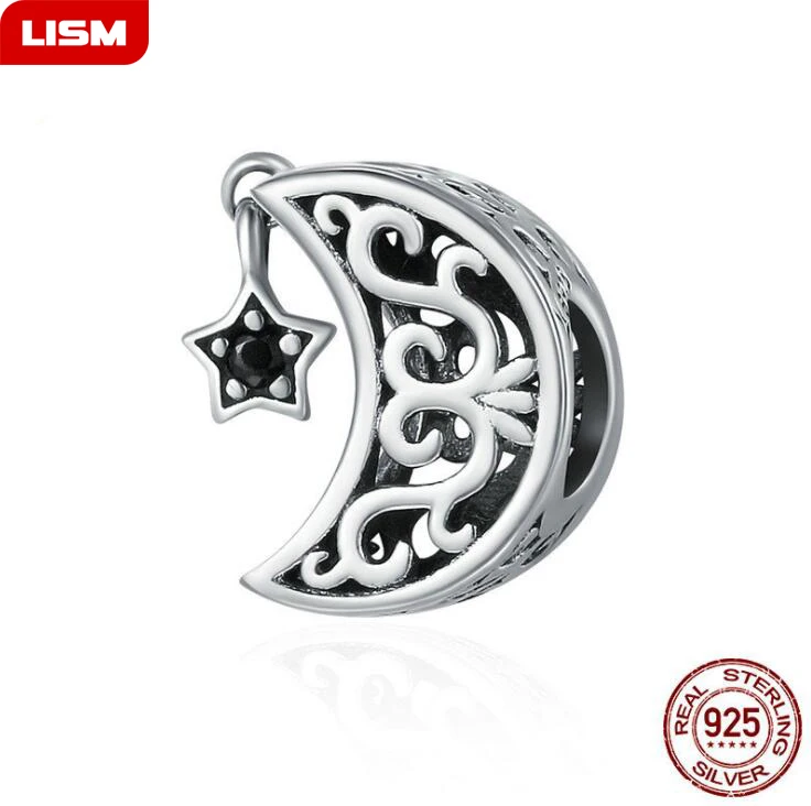 New Design 100% 925 Sterling Silver Openwork Moon and Star Goodnight Charm Beads fit Bracelet DIY Jewelry Valentine Day Gift
New Design 100% 925 Sterling Silver Openwork Moon and Star Goodnight Charm Beads fit Bracelet DIY Jewelry Valentine Day Gift