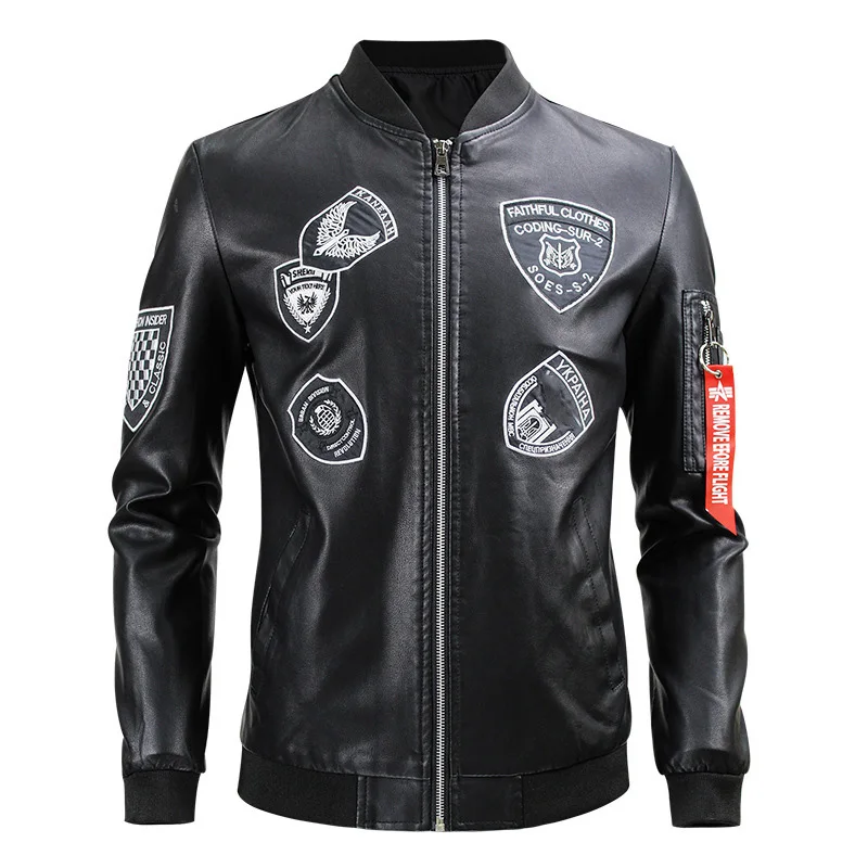 Motorcycle Leather Jacket Men Embroidery Hip Hop Stand Collar Pu Leather Baseball Coat high street Windproof Jaqueta Couro 3XL
Motorcycle Leather Jacket Men Embroidery Hip Hop Stand Collar Pu Leather Baseball Coat high street Windproof Jaqueta Couro 3XL