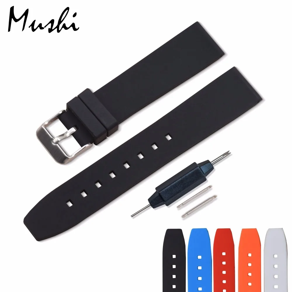 Ремешок для часов MS Silicone Black Diver резиновый ремешок с матовой застежкой из