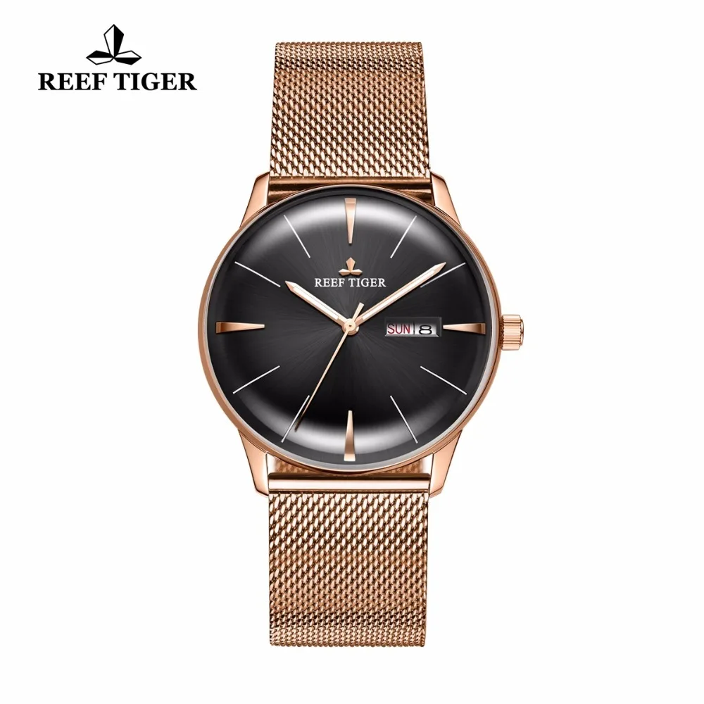 New Reef Tiger/RT Luxury Dress Watches for Men Rose Gold Tone Watches with Date Day Convex Lens Automatic Watches RGA8238
New Reef Tiger/RT Luxury Dress Watches for Men Rose Gold Tone Watches with Date Day Convex Lens Automatic Watches RGA8238