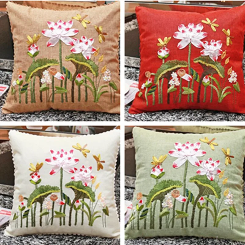 Free shipping Natural linen throw pillow cushion DIY ribbon embroidery handmade cushion case 18inch Lotus pillow
Free shipping Natural linen throw pillow cushion DIY ribbon embroidery handmade cushion case 18inch Lotus pillow
