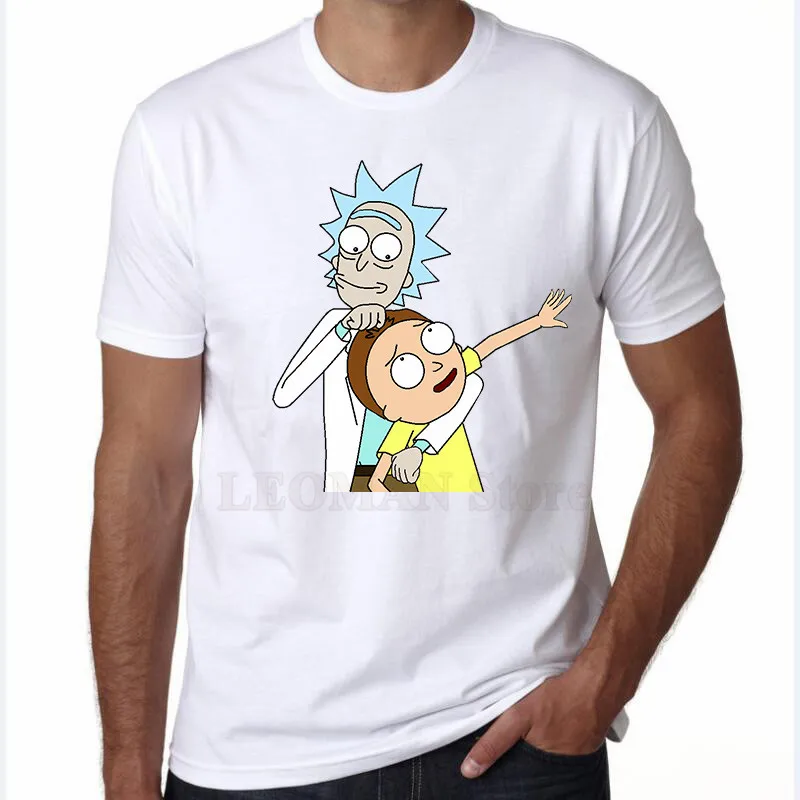 Leoman Новинка 2017 года поступления Смешные Повседневное футболки Рик Morty Футболка с