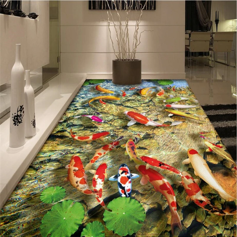 beibehang Lotus carp self-adhesive Photo Floor Wallpaper roll 3D Hotel Bathroom Mural PVC Wall paper Waterproof Floor Wall paper
beibehang Lotus carp self-adhesive Photo Floor Wallpaper roll 3D Hotel Bathroom Mural PVC Wall paper Waterproof Floor Wall paper
