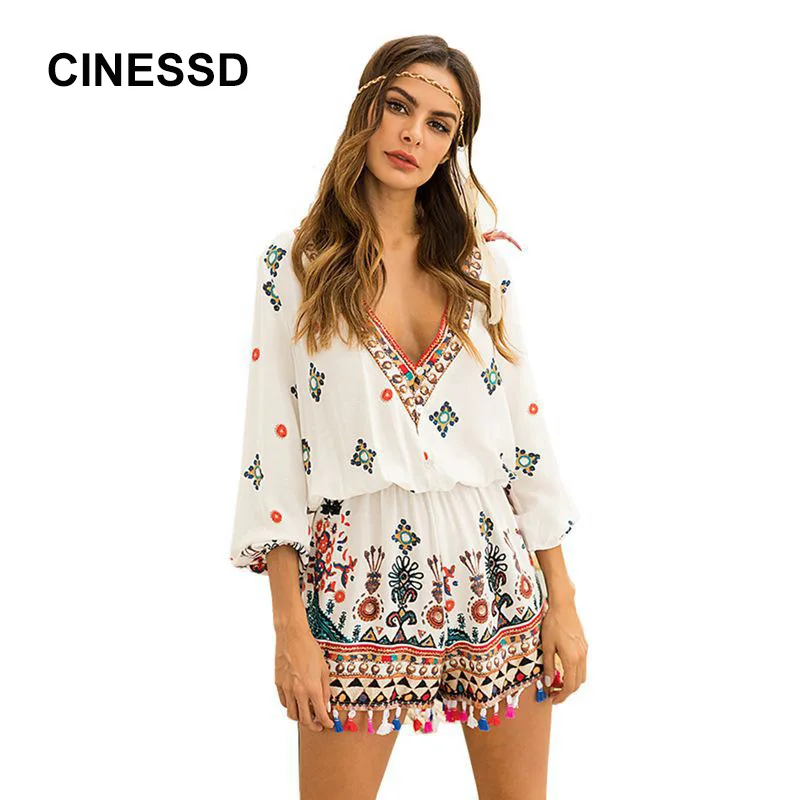 CINESSD V-neck floral print playsuit long sleeves bohemian jumpsuit tassel casual shorts summer loose print beach women rompers
CINESSD V-neck floral print playsuit long sleeves bohemian jumpsuit tassel casual shorts summer loose print beach women rompers