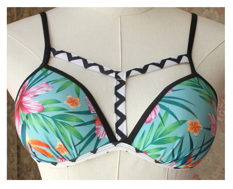 Bikinis Swimsuit Swimwear Biquini Bikini Set Print Floral Striped Flower Women Female | Split Pants Briefs High Waist M L XL Женская