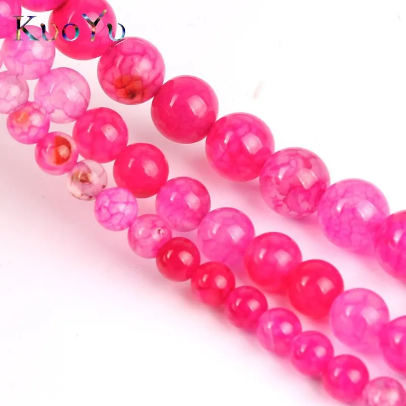 Natural Stone Rose Red Dragon Fire Vein Agates Round Loose Beads 15&quot6/8/10mm Pick Size For Jewelry Making Diy Bracelet Necklace |