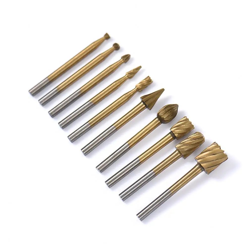 10 PCS/set Shank HSS Titanium Routing Rotary Milling Drill Grinder Cutter High Quality Woodworking Carving Carved Cutter Tools
10 PCS/set Shank HSS Titanium Routing Rotary Milling Drill Grinder Cutter High Quality Woodworking Carving Carved Cutter Tools