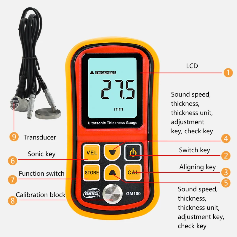 Digital Ultrasonic Thickness Gauge 1.2-220mm Steel Width Testing Monitor Tester Meter Sound Velocity Meter Measuring Instrument
Digital Ultrasonic Thickness Gauge 1.2-220mm Steel Width Testing Monitor Tester Meter Sound Velocity Meter Measuring Instrument