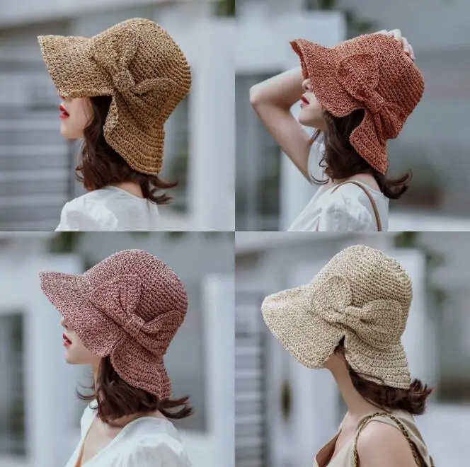 Fashion Sweet Bow Sun Hat Wide Brim Floppy Summer Hats For Women Beach Straw Dome Bucket Hat Femme Shade Hat
Fashion Sweet Bow Sun Hat Wide Brim Floppy Summer Hats For Women Beach Straw Dome Bucket Hat Femme Shade Hat