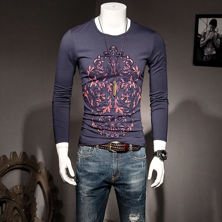 Tide Men's Long Sleeves T-shirt Autumn New Round Neck Prints Underwear Shirt Slim Young T Shirt Big Size Male
Tide Men's Long Sleeves T-shirt Autumn New Round Neck Prints Underwear Shirt Slim Young T Shirt Big Size Male