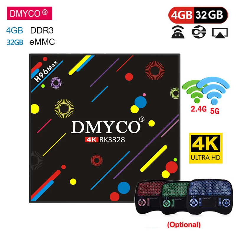 H96 MAX H2 ТВ приставка Android Smart RK3328 четыре ядра 4 Гб Оперативная память 32 GB Встроенная