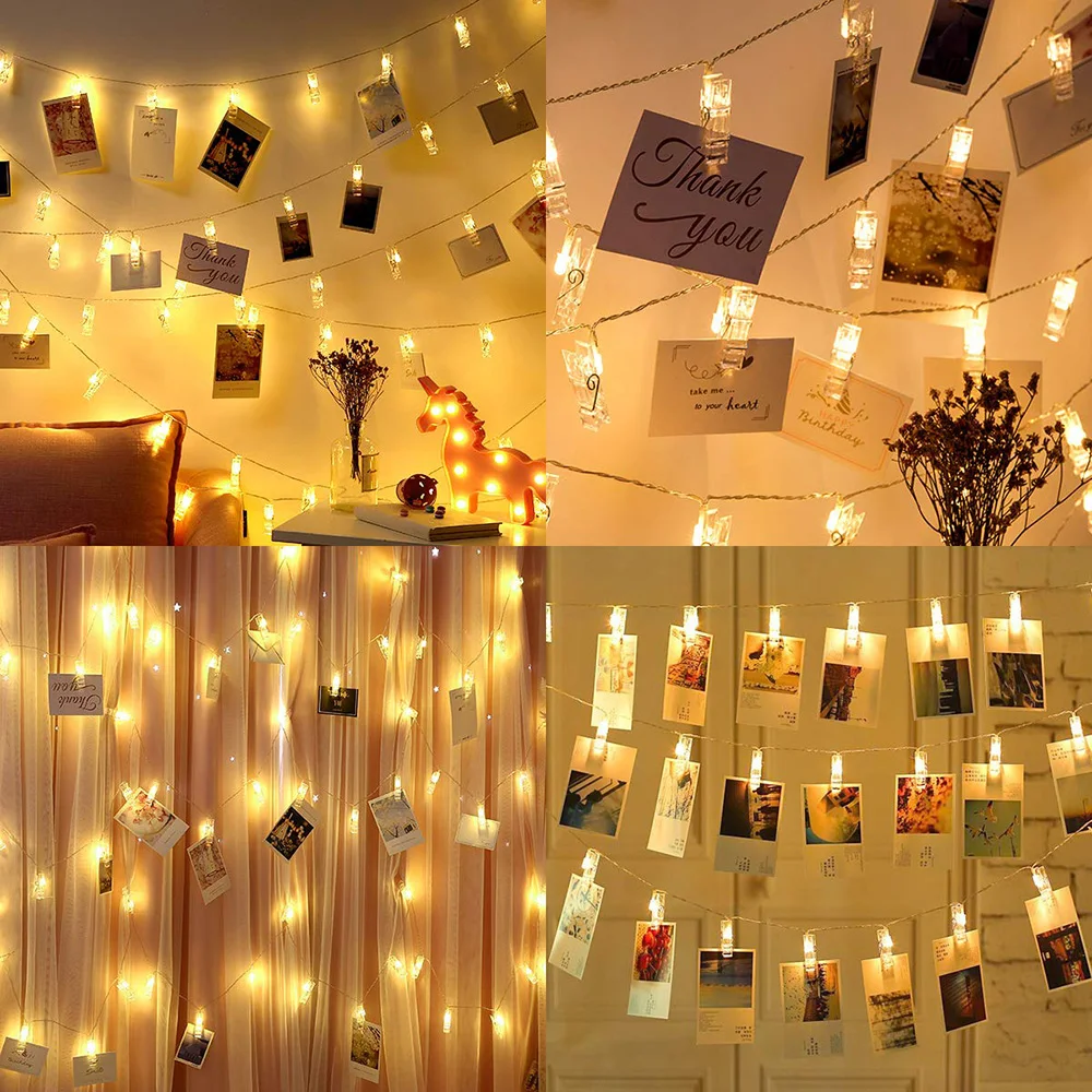 Dimmable 2M/3M/4M/5M Photo Clip Holder LED String lights with Remote & Timer Function Christmas New Year Party Wedding lights
Dimmable 2M/3M/4M/5M Photo Clip Holder LED String lights with Remote & Timer Function Christmas New Year Party Wedding lights