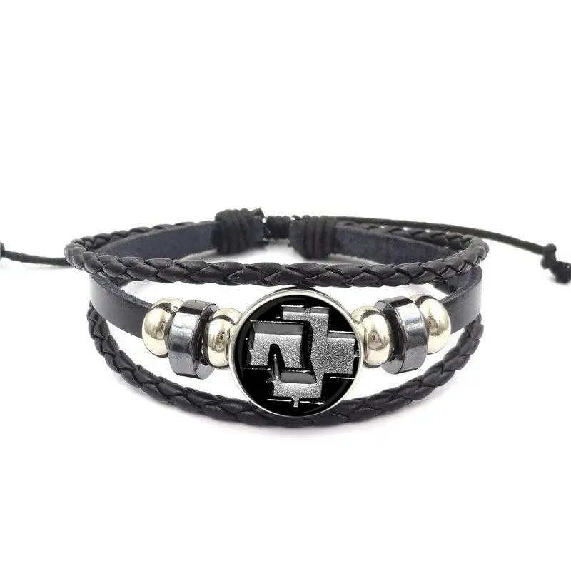 EJ Glaze Rock Band Logo Hot Sale Glass Cabochon Black Leather Bracelet Bangle For Women
EJ Glaze Rock Band Logo Hot Sale Glass Cabochon Black Leather Bracelet Bangle For Women