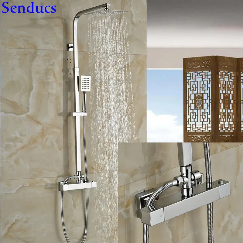 Senducs Thermostatic Shower Set LUXURy Suqare Thermostatic Shower Set with Top Quality Solid Brass Bathroom Shower Set
Senducs Thermostatic Shower Set LUXURy Suqare Thermostatic Shower Set with Top Quality Solid Brass Bathroom Shower Set