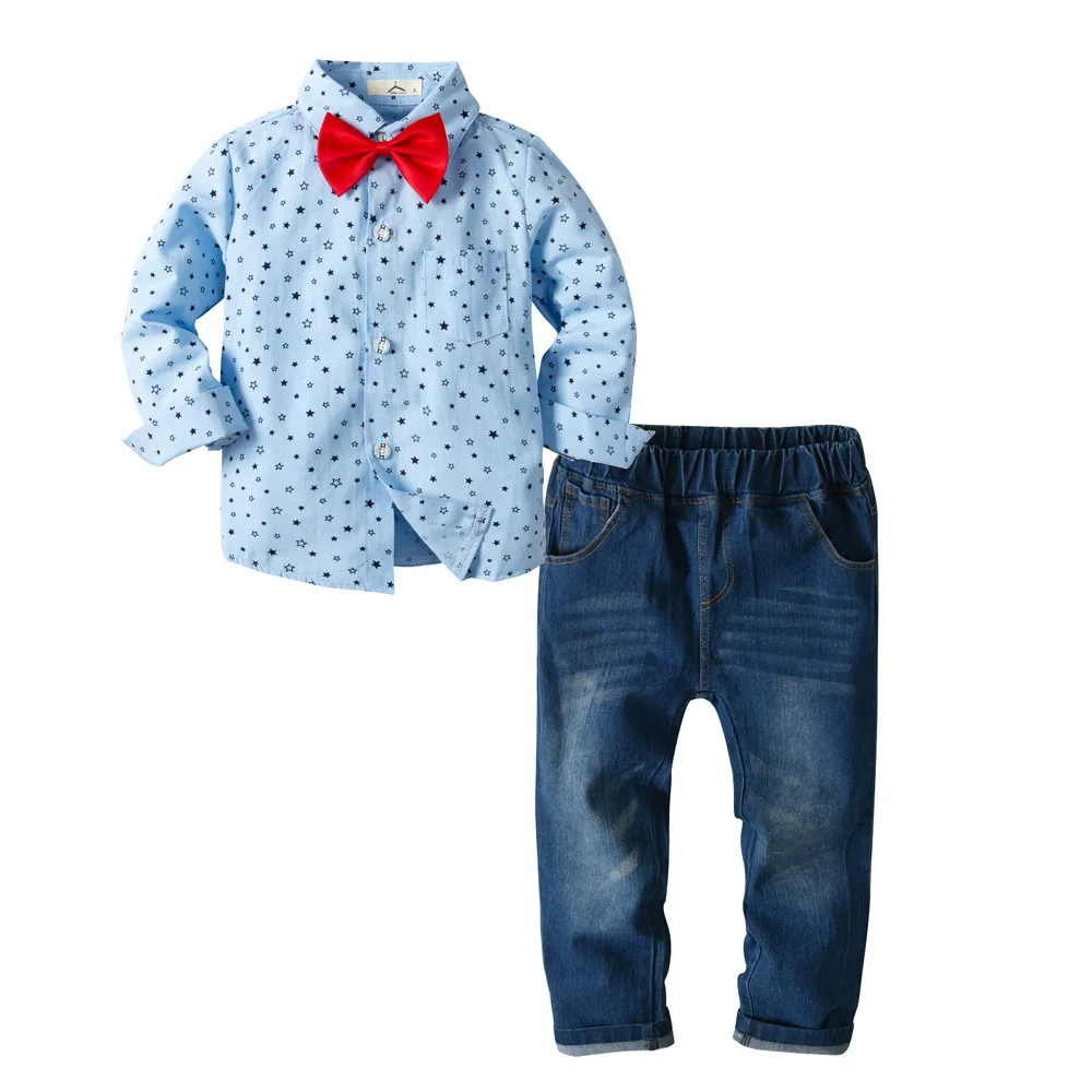 Boy's Clothing Set 2-8 Y Spring Autumn Long Sleeve Shirt & Long Denim Pant & Bow Tie Kids Cotton Fashion Gentleman Shirt Suits
Boy's Clothing Set 2-8 Y Spring Autumn Long Sleeve Shirt & Long Denim Pant & Bow Tie Kids Cotton Fashion Gentleman Shirt Suits
